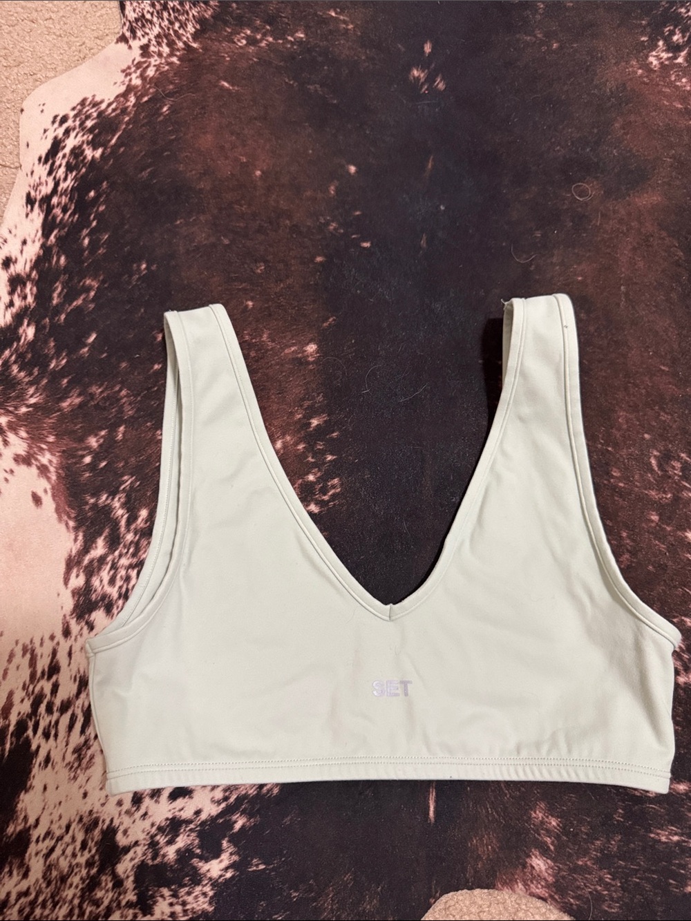 SET Active Light Beige V-Neck Sports Bra